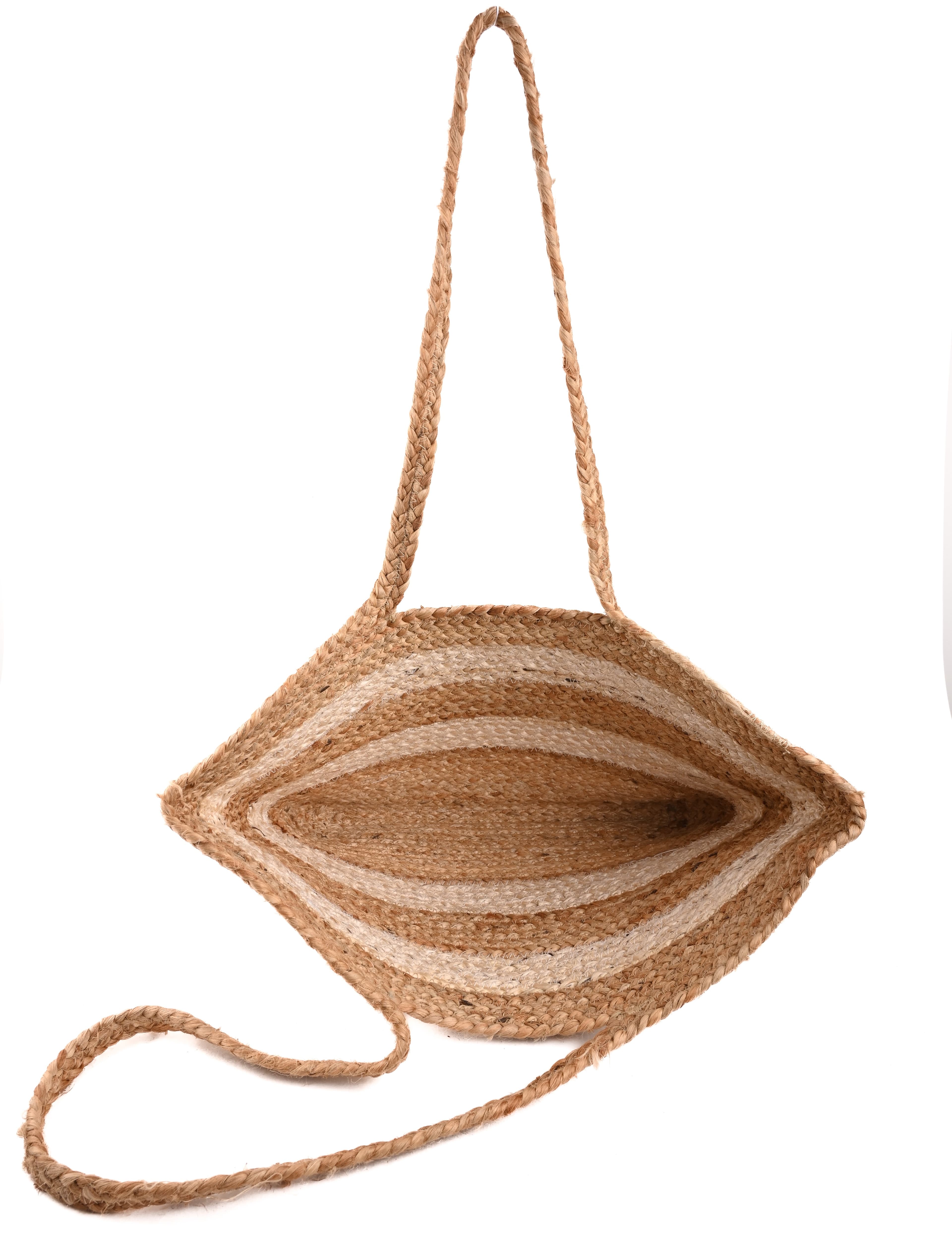 WHITE AND NATURAL JUTE BRAIDED TOTE BAG