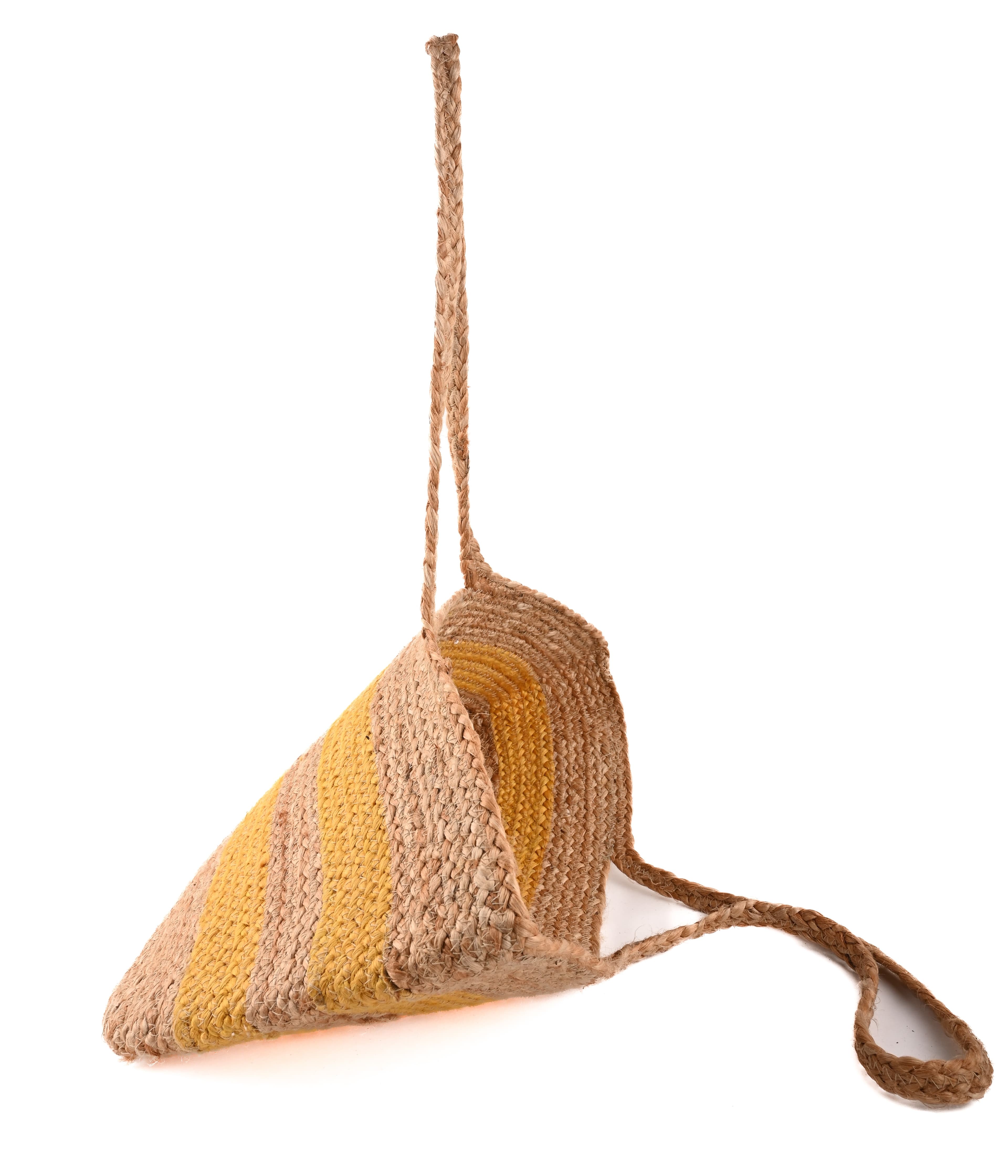 YELLOW AND NATURAL JUTE BRAIDED TOTE BAG