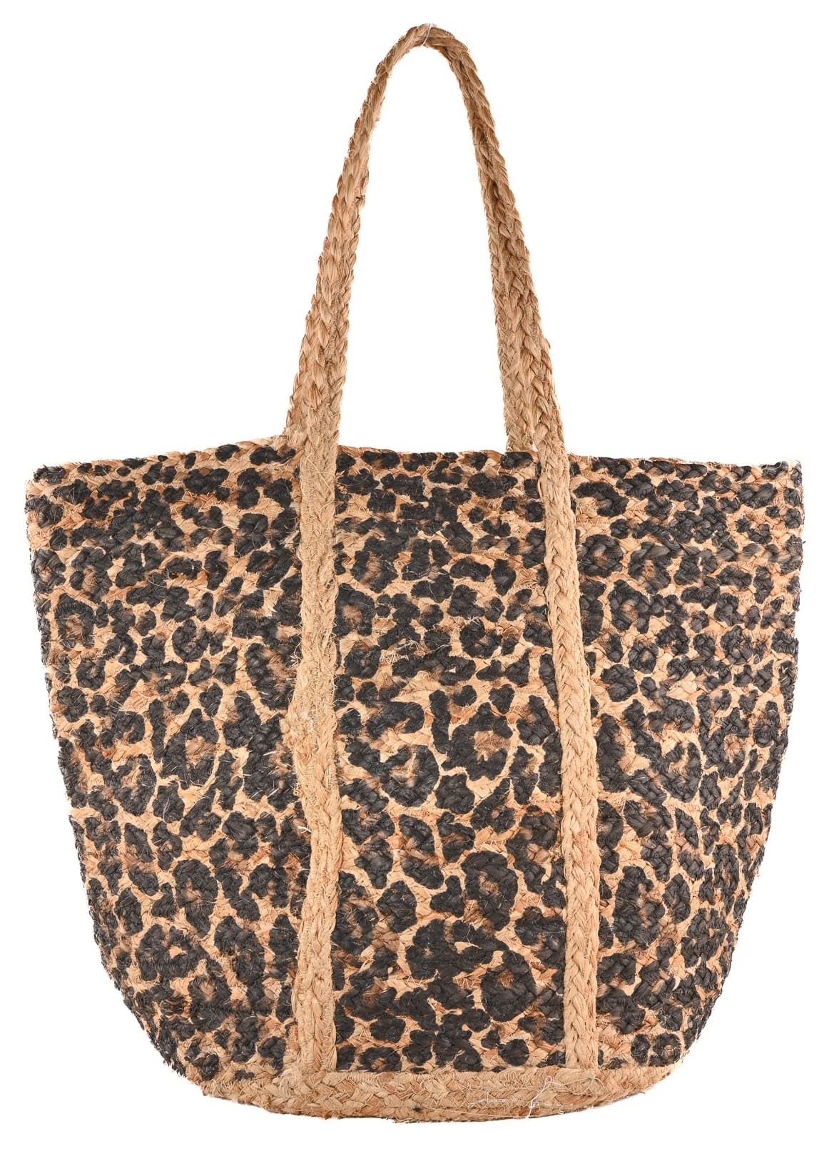 BLACK LEOPARD PRINT  JUTE TOTE BAG