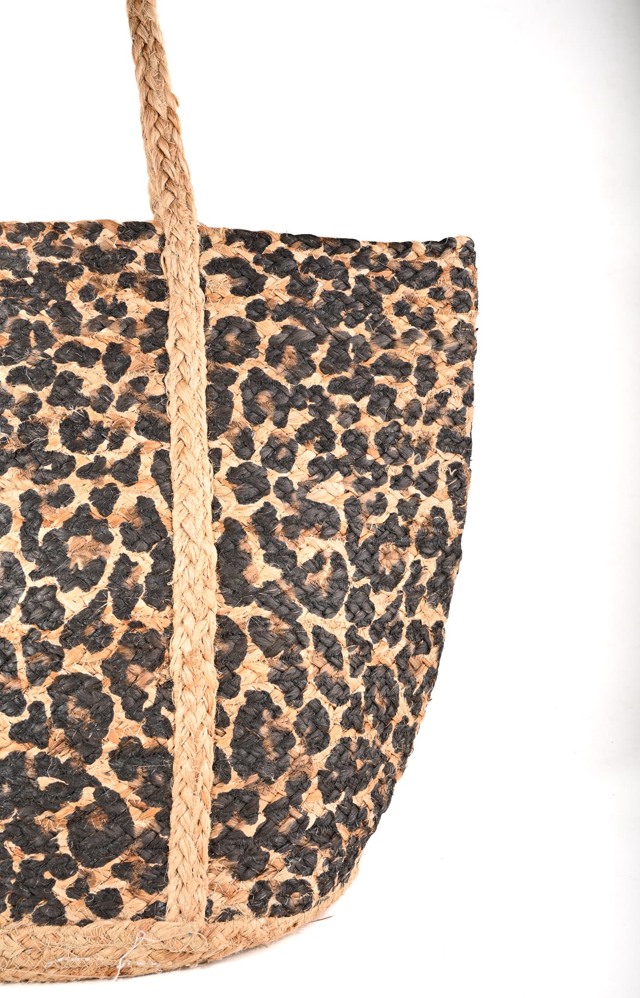 BLACK LEOPARD PRINT  JUTE TOTE BAG