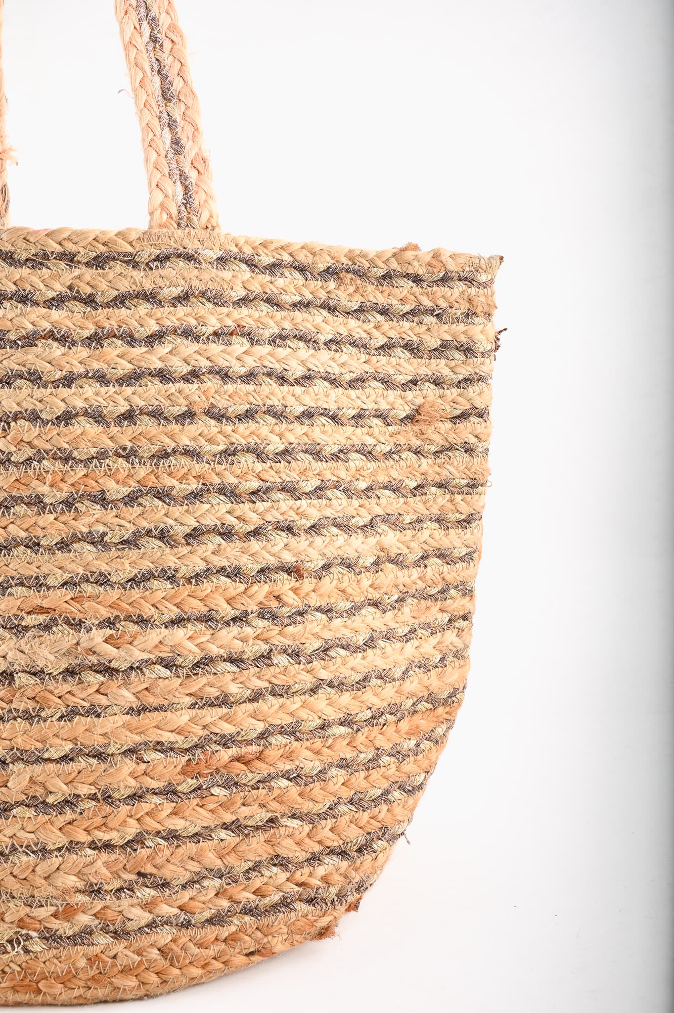 LUREX AND JUTE BRAIDED TOTE BAG
