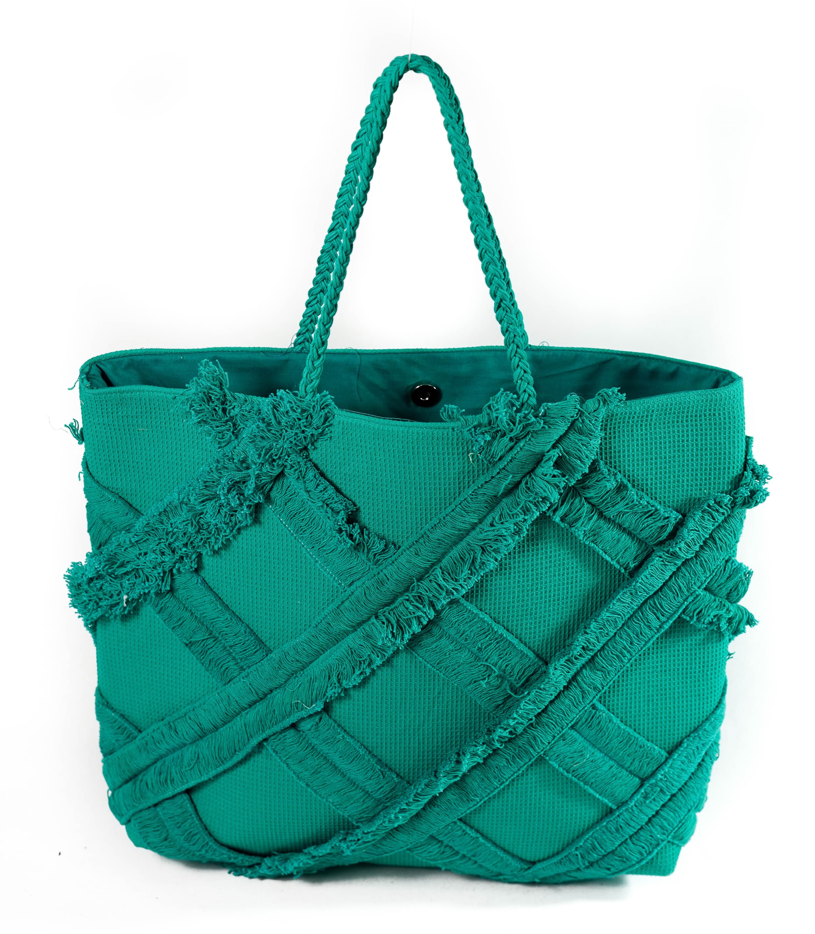GREEN DIAMOND DESIGN COTTON TOTE BAG