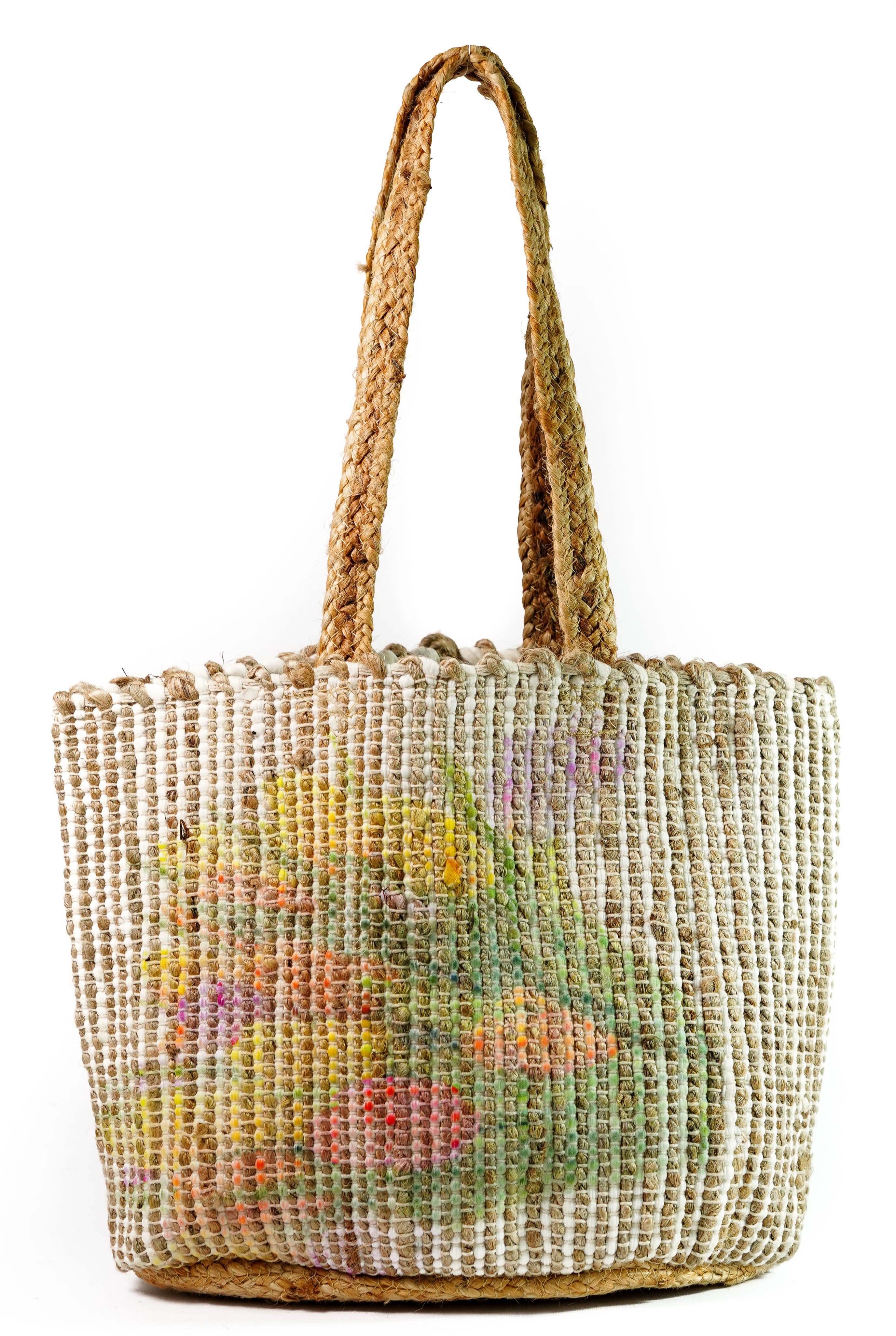 MULTI COLOR FLORAL PRINT TOTE BAG