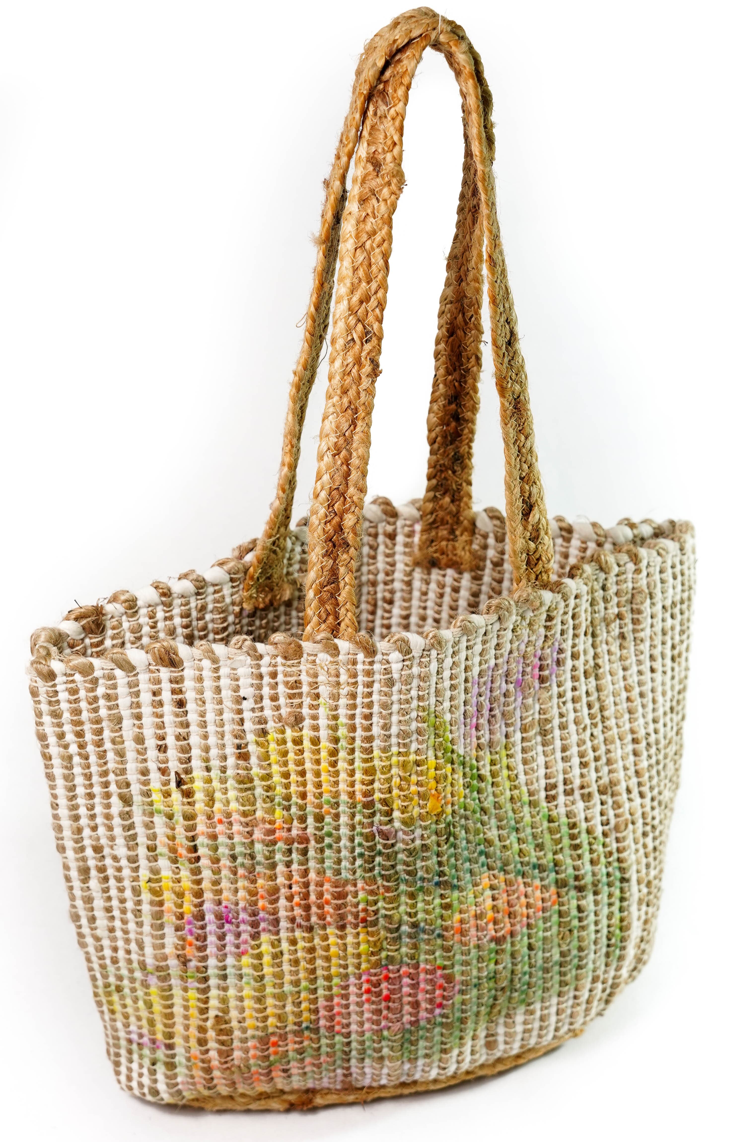 MULTI COLOR FLORAL PRINT TOTE BAG
