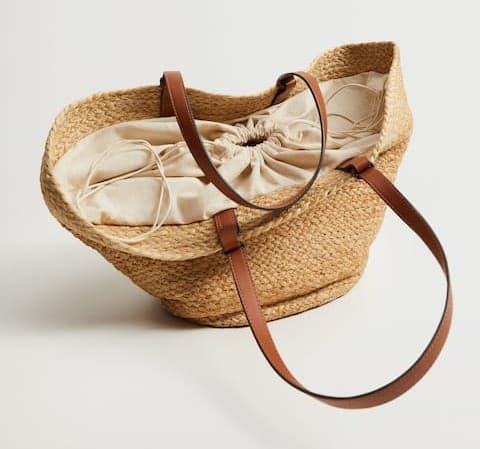 JUTE TOTE BAG WITH LEATHER HANDLES