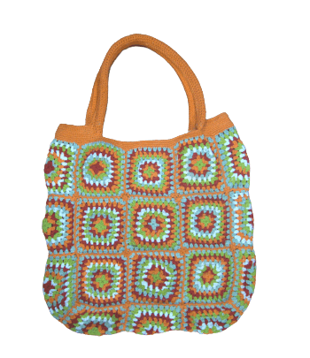 SMALL SQUARE DESIGN CROCHET TOTE BAG