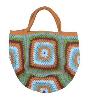 SQUARE DESIGN CROCHET TOTE BAG