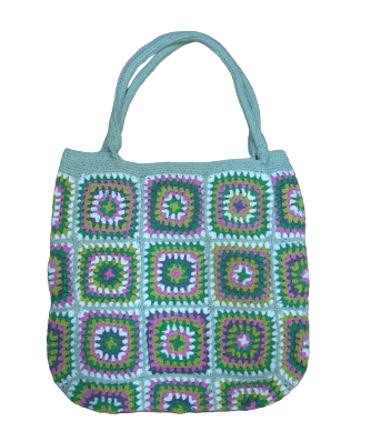 SMALL SQUARE DESIGN CROCHET TOTE BAG