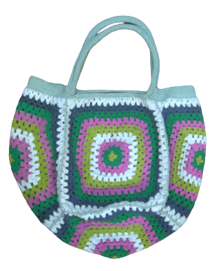 SQUARE DESIGN CROCHET TOTE BAG