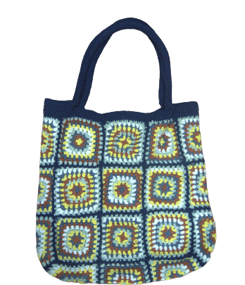 SMALL SQUARE DESIGN CROCHET TOTE BAG