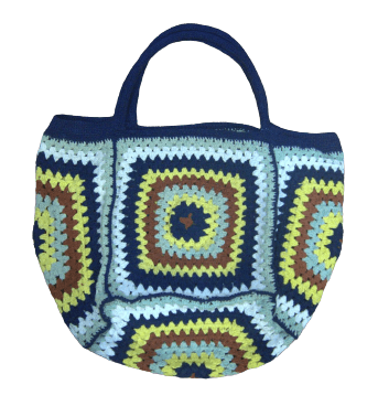SQUARE DESIGN CROCHET TOTE BAG