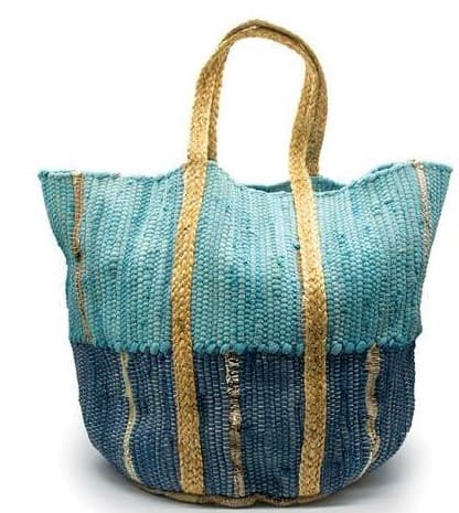 WOVEN BLU COLOUR COTTON AND JUTE BAG