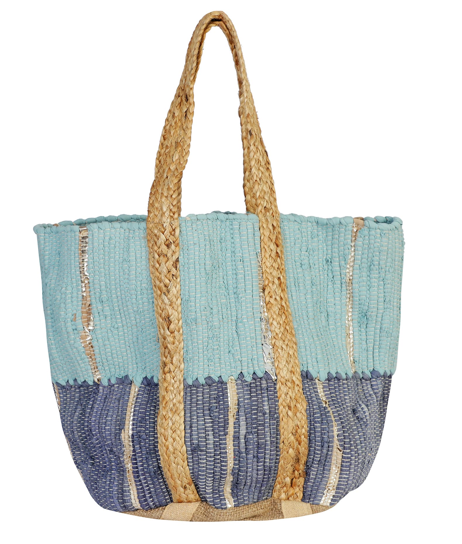 WOVEN BLU COLOUR COTTON AND JUTE BAG