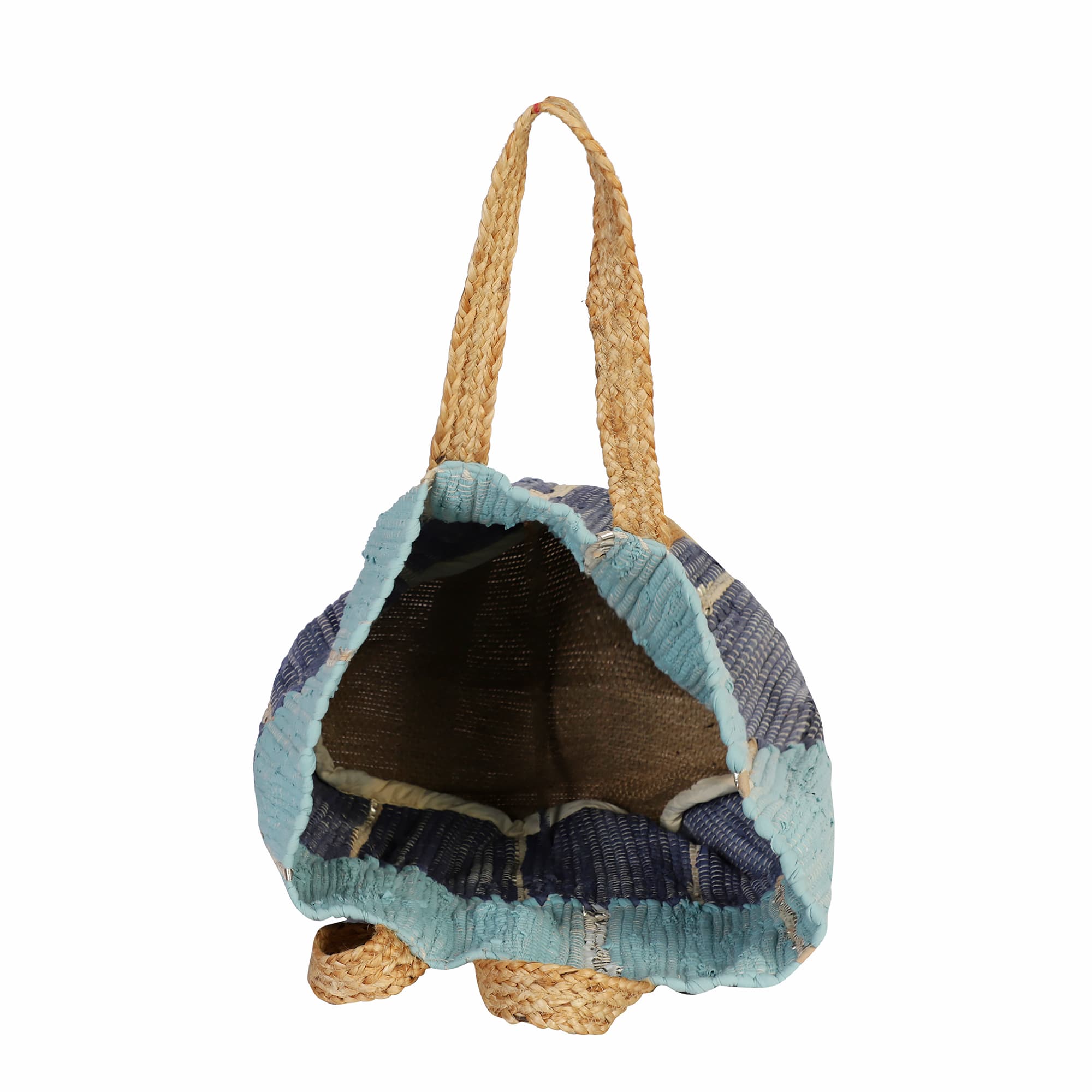 WOVEN BLU COLOUR COTTON AND JUTE BAG
