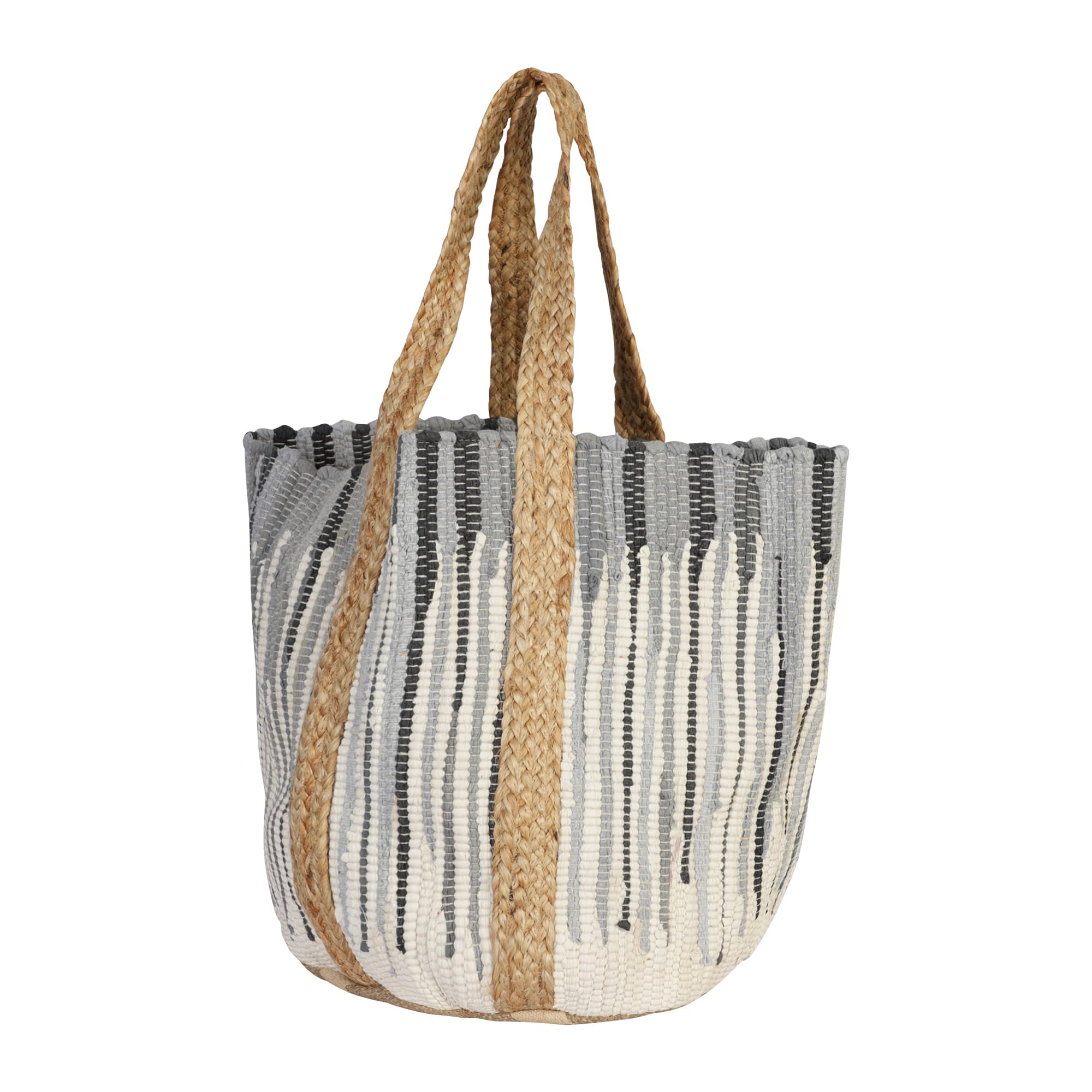 SMOKY WOVEN COTTON AND JUTE BEACH BAG