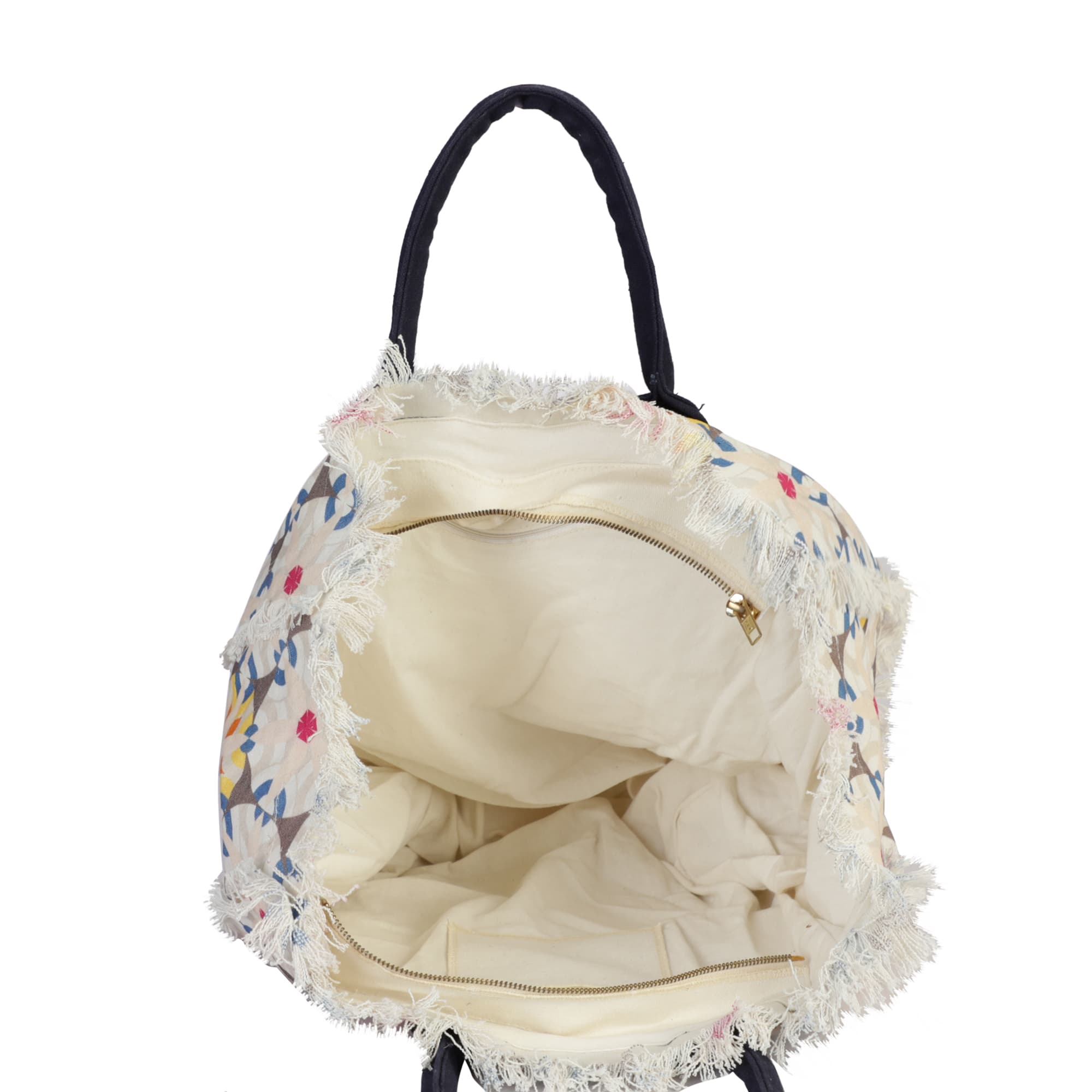GEOMETRIC CIRCLE FLOWER PRINT BEACH BAG
