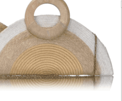 JUTE CLUTCH BAG WITH WOODEN HANDLES