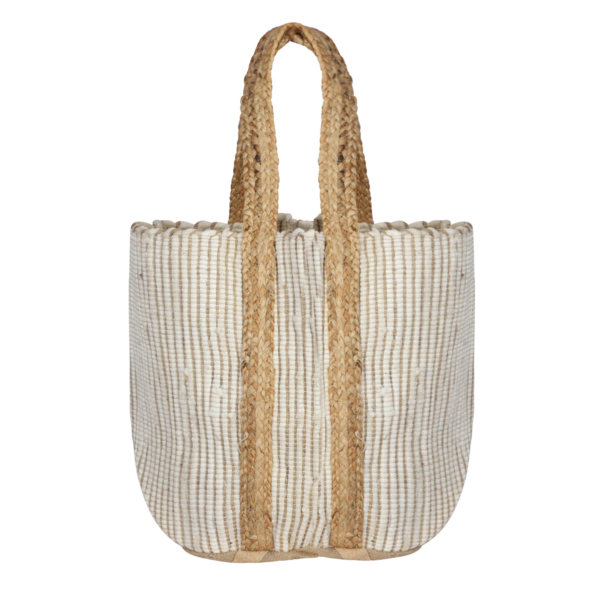 WHITE NATURAL JUTE BEACH BAG