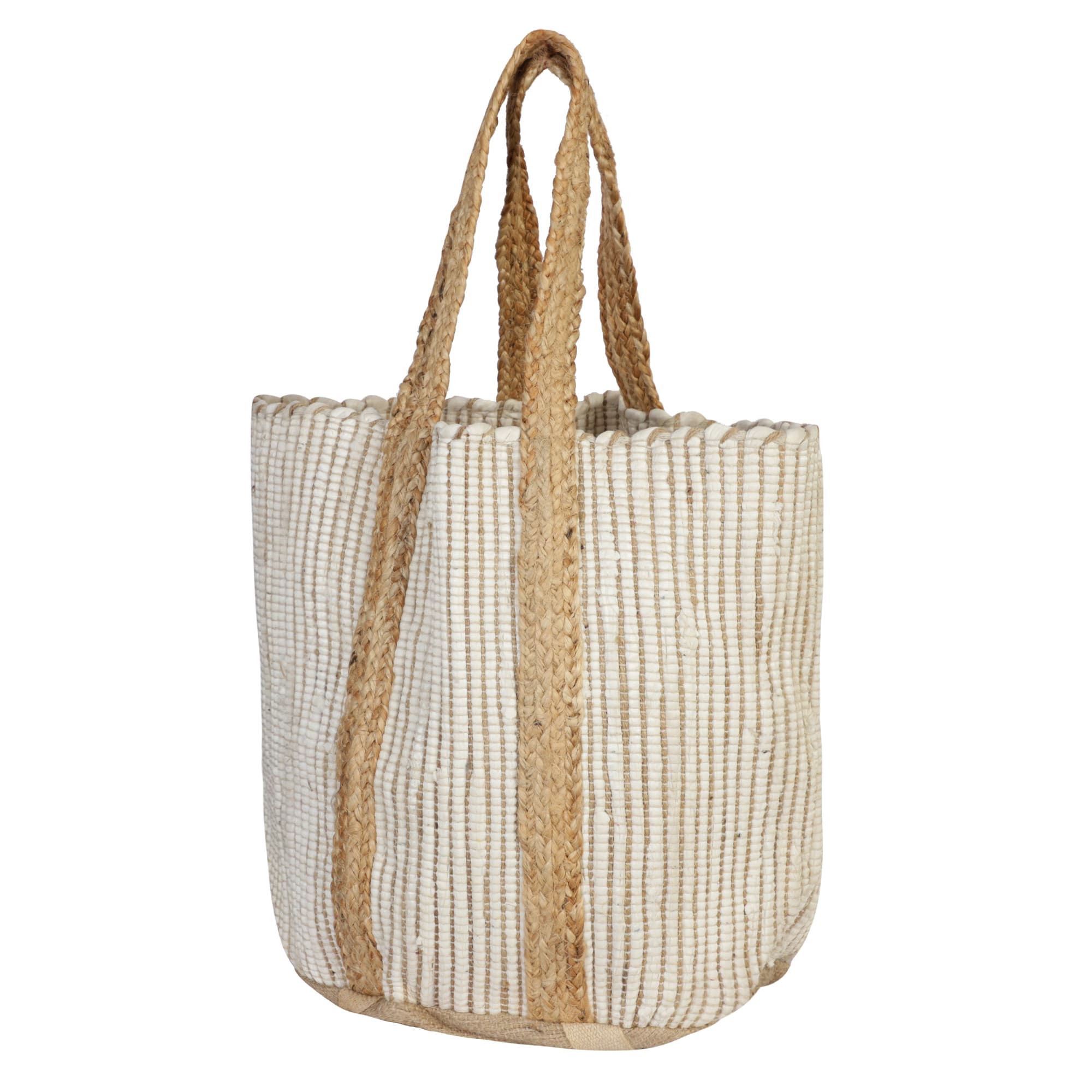 WHITE NATURAL JUTE BEACH BAG