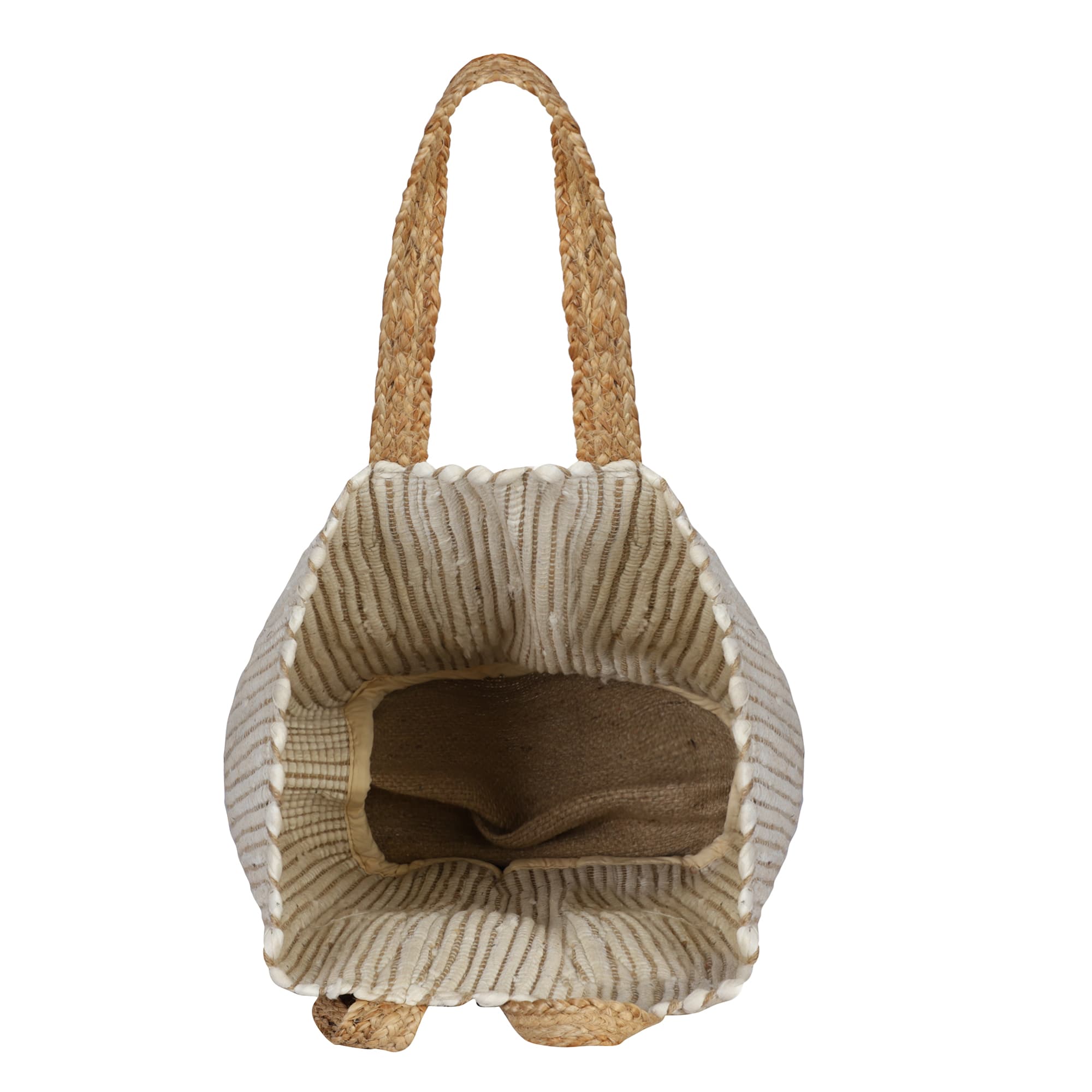 WHITE NATURAL JUTE BEACH BAG