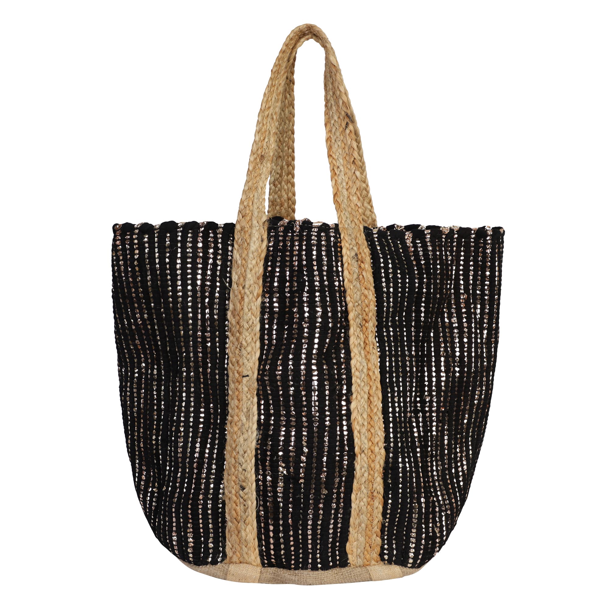 ALL TIME CLASSIC COTTON AND JUTE BEACH BAG GOLD
