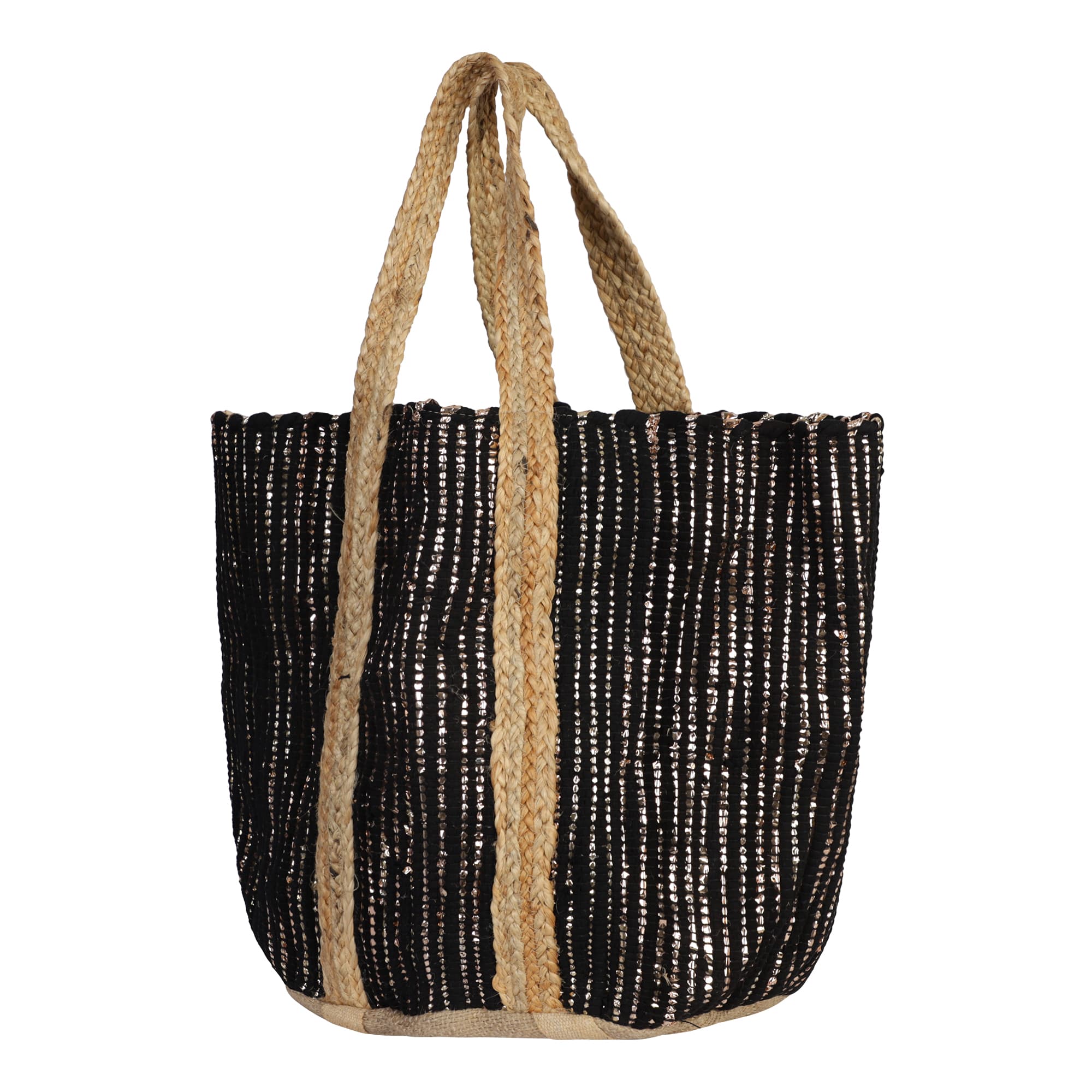 ALL TIME CLASSIC COTTON AND JUTE BEACH BAG GOLD