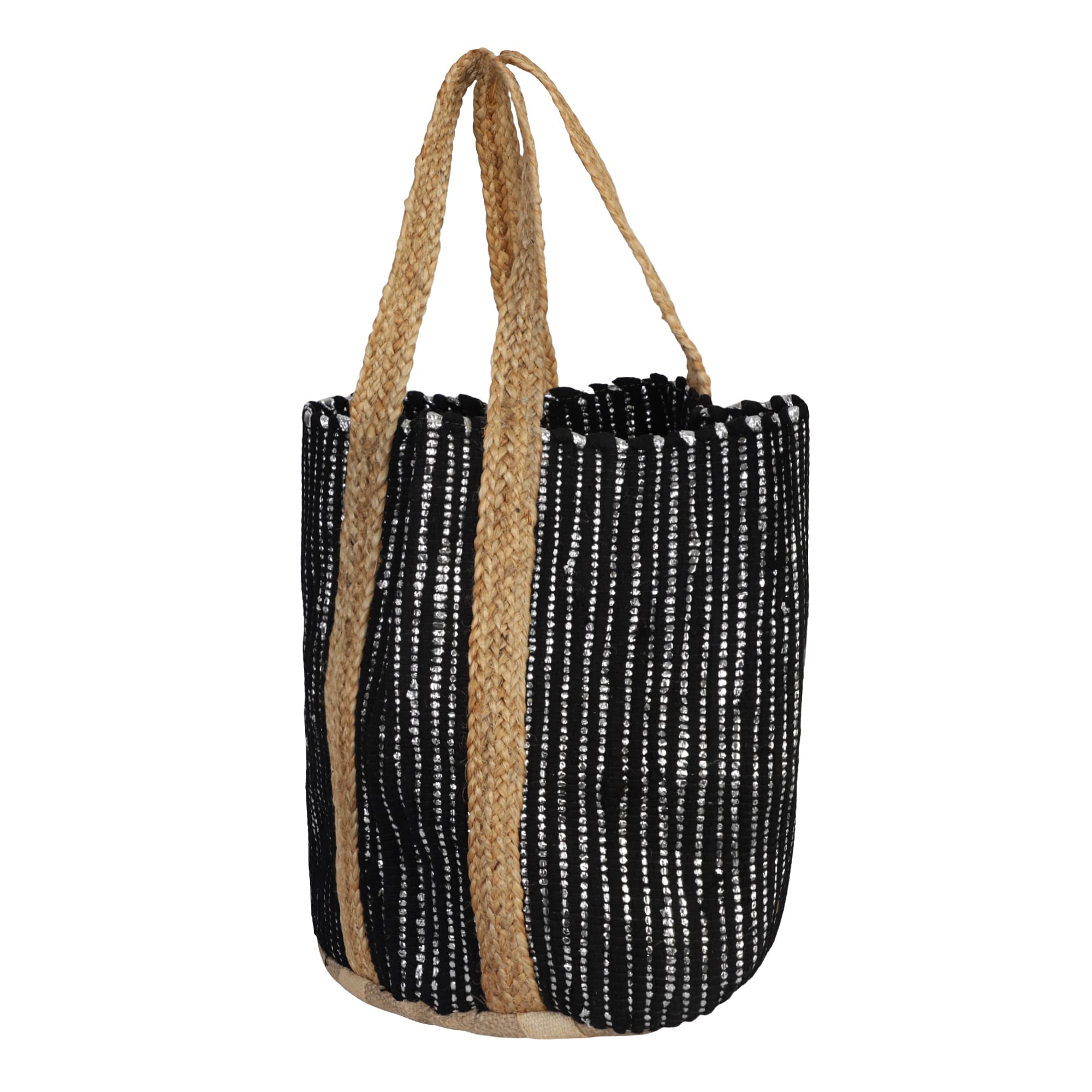 ALL TIME CLASSIC COTTON AND JUTE BEACH BAG SILVER