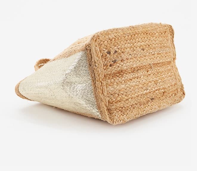 JUTE TOTE BAG WITH SILVER FOIL PRINT ON SIDE