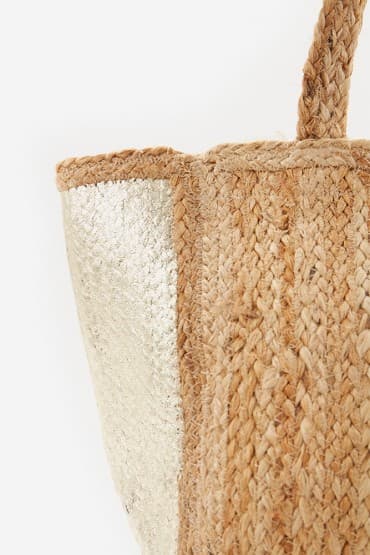 JUTE TOTE BAG WITH SILVER FOIL PRINT ON SIDE
