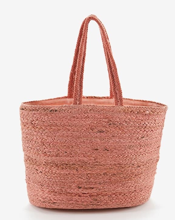 PINK DYED BRAIDED JUTE TOTE BAG