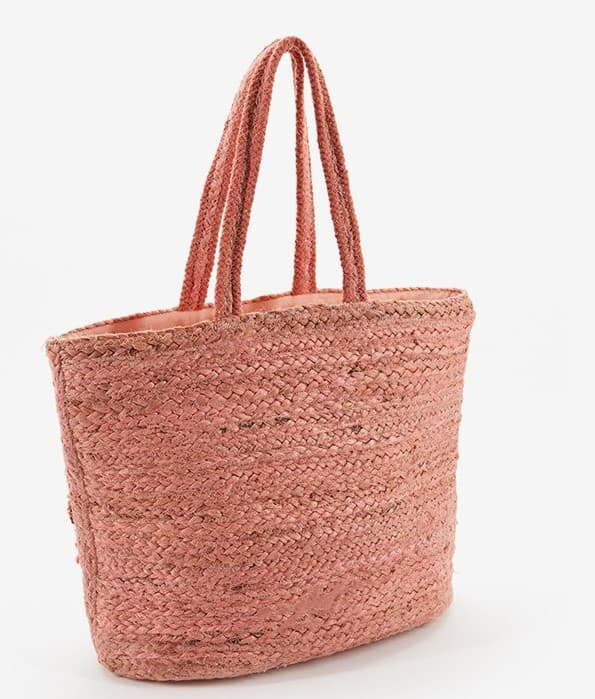 PINK DYED BRAIDED JUTE TOTE BAG
