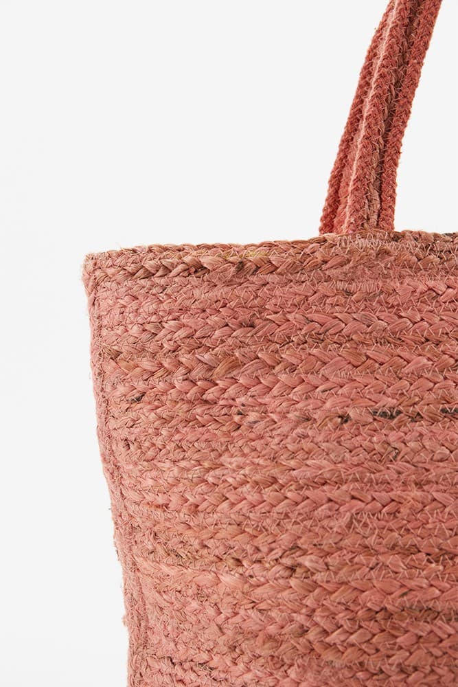 PINK DYED BRAIDED JUTE TOTE BAG