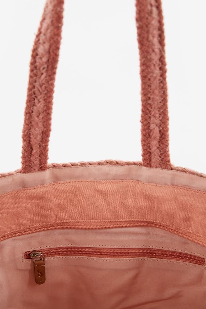 PINK DYED BRAIDED JUTE TOTE BAG