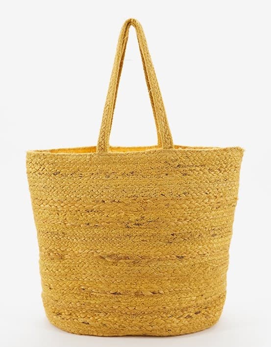 YELLOW DYED BRAIDED JUTE TOTE BAG