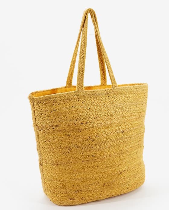 YELLOW DYED BRAIDED JUTE TOTE BAG