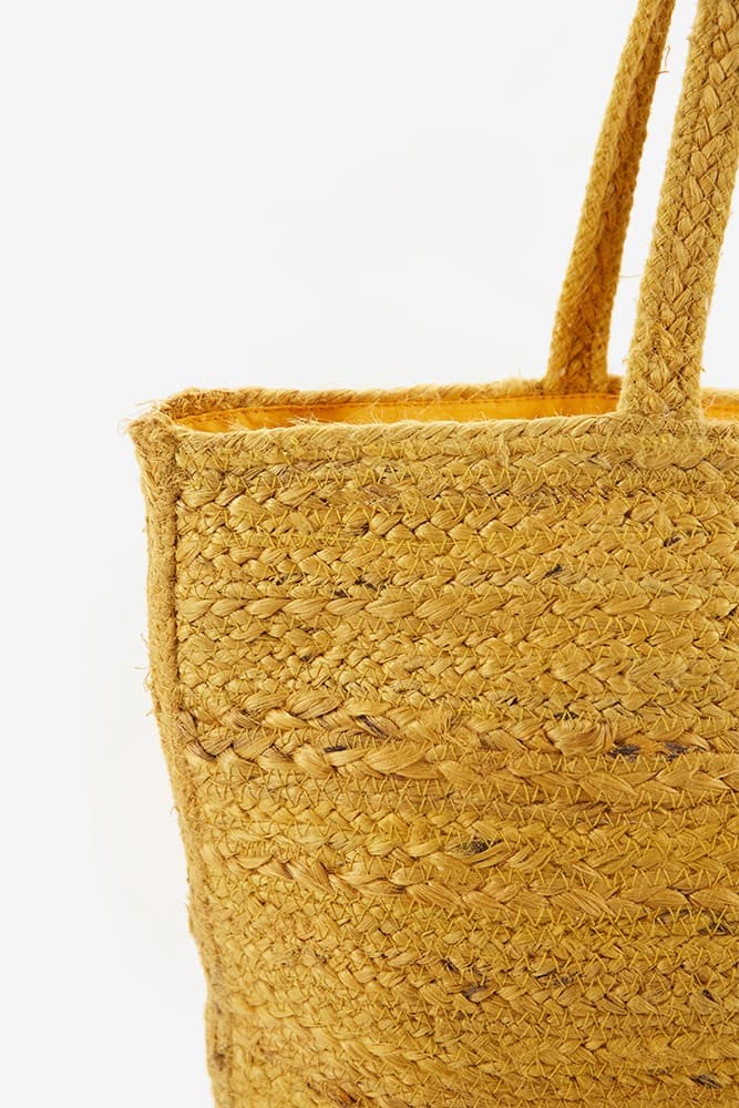 YELLOW DYED BRAIDED JUTE TOTE BAG