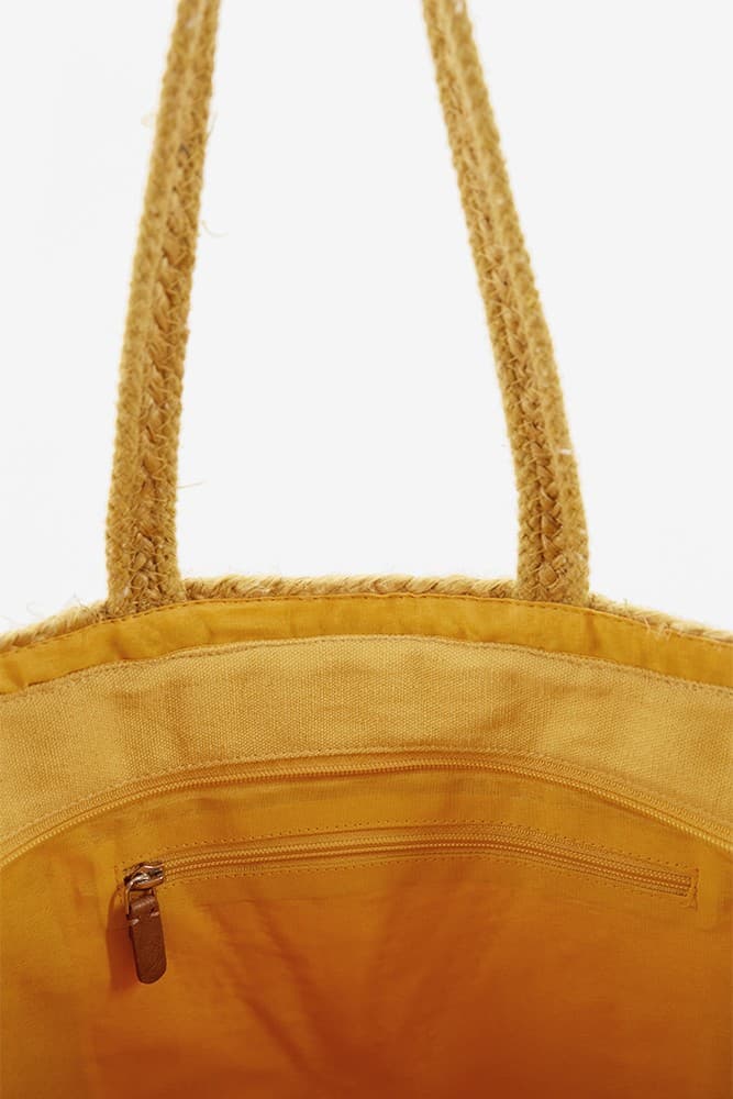 YELLOW DYED BRAIDED JUTE TOTE BAG