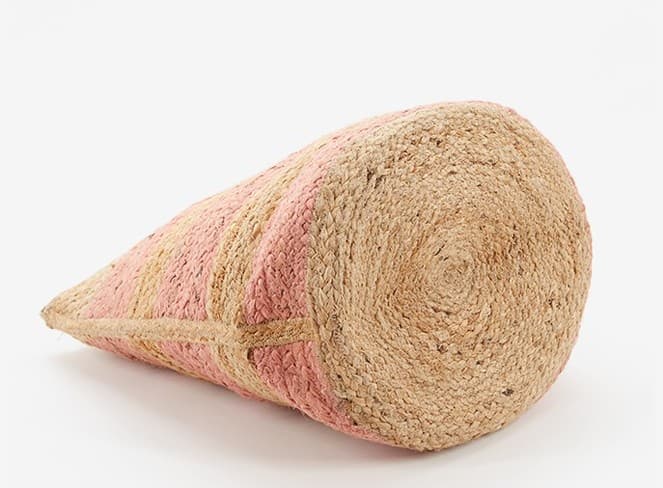 PINK DYED AND NATURAL BRAIDED JUTE TOTE BAG
