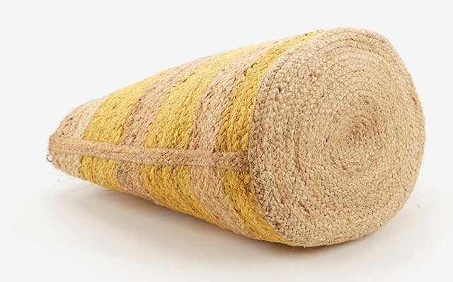 YELLOW DYED AND NATURAL BRAIDED JUTE TOTE BAG