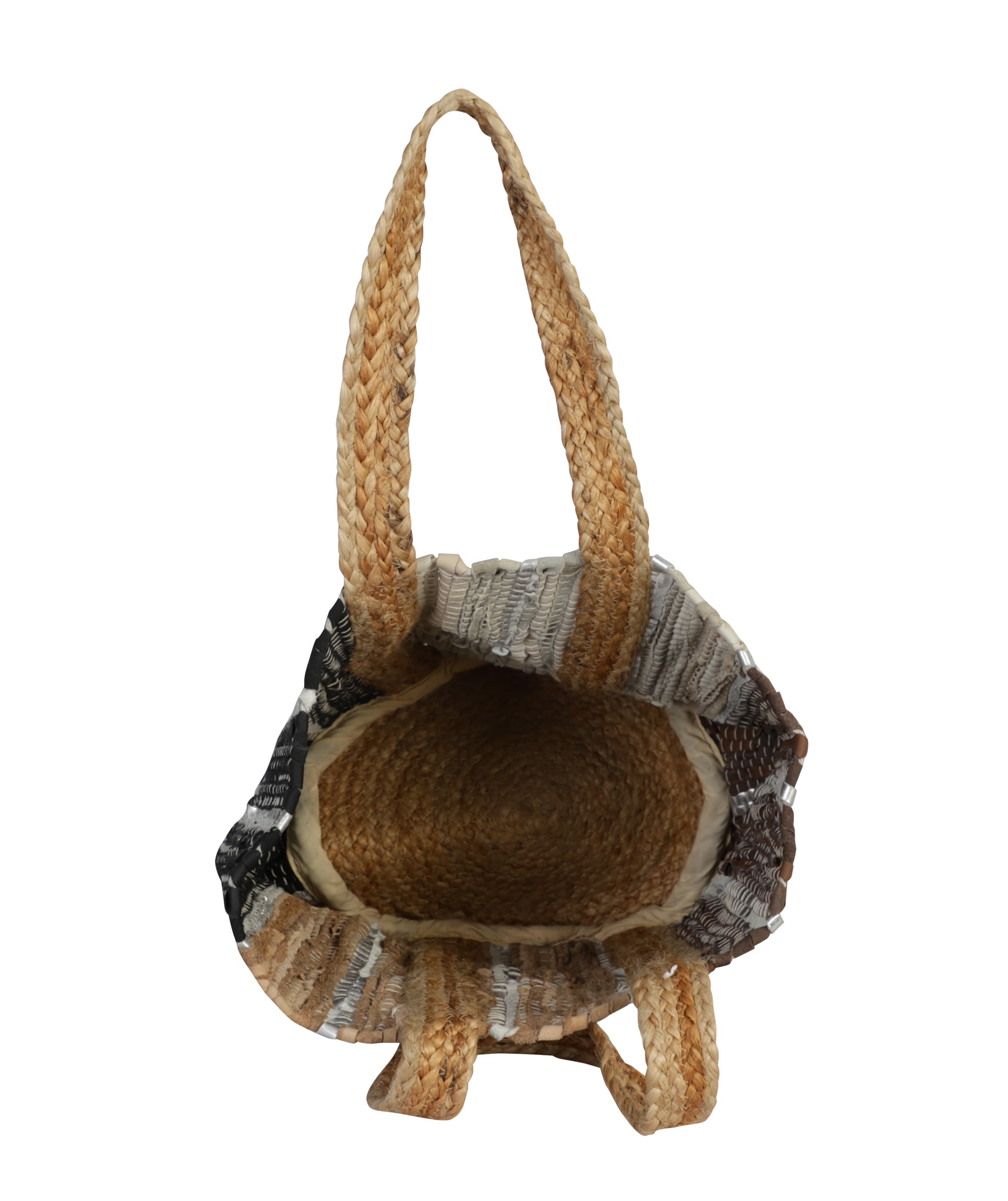 BROWN RECYCLED LEATHER BEACH BAG