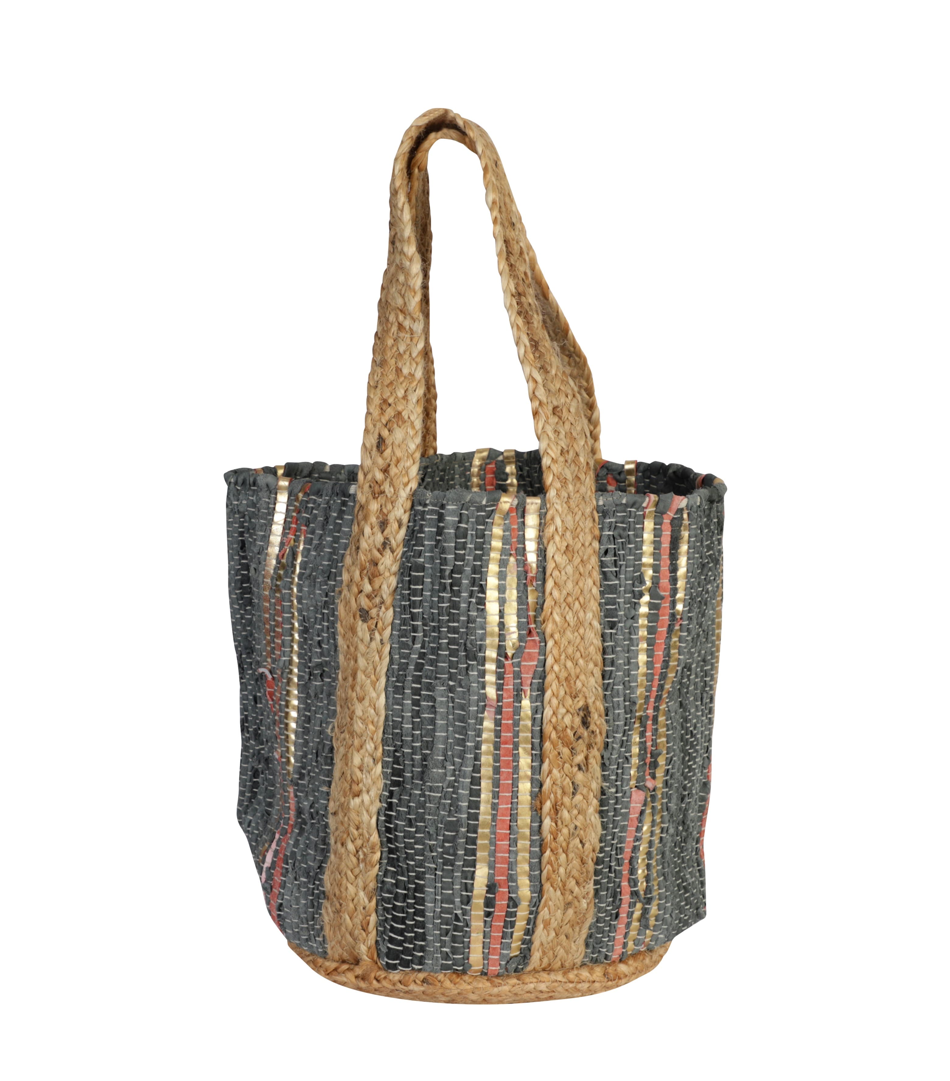 DARK GRAY RECYCLED LEATHER BEACH BAG