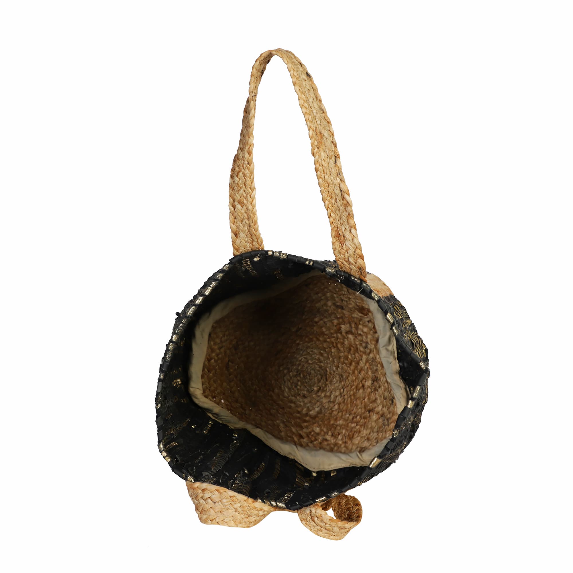 BLACK GOLD RECYCLED LEATHER BEACH BAG