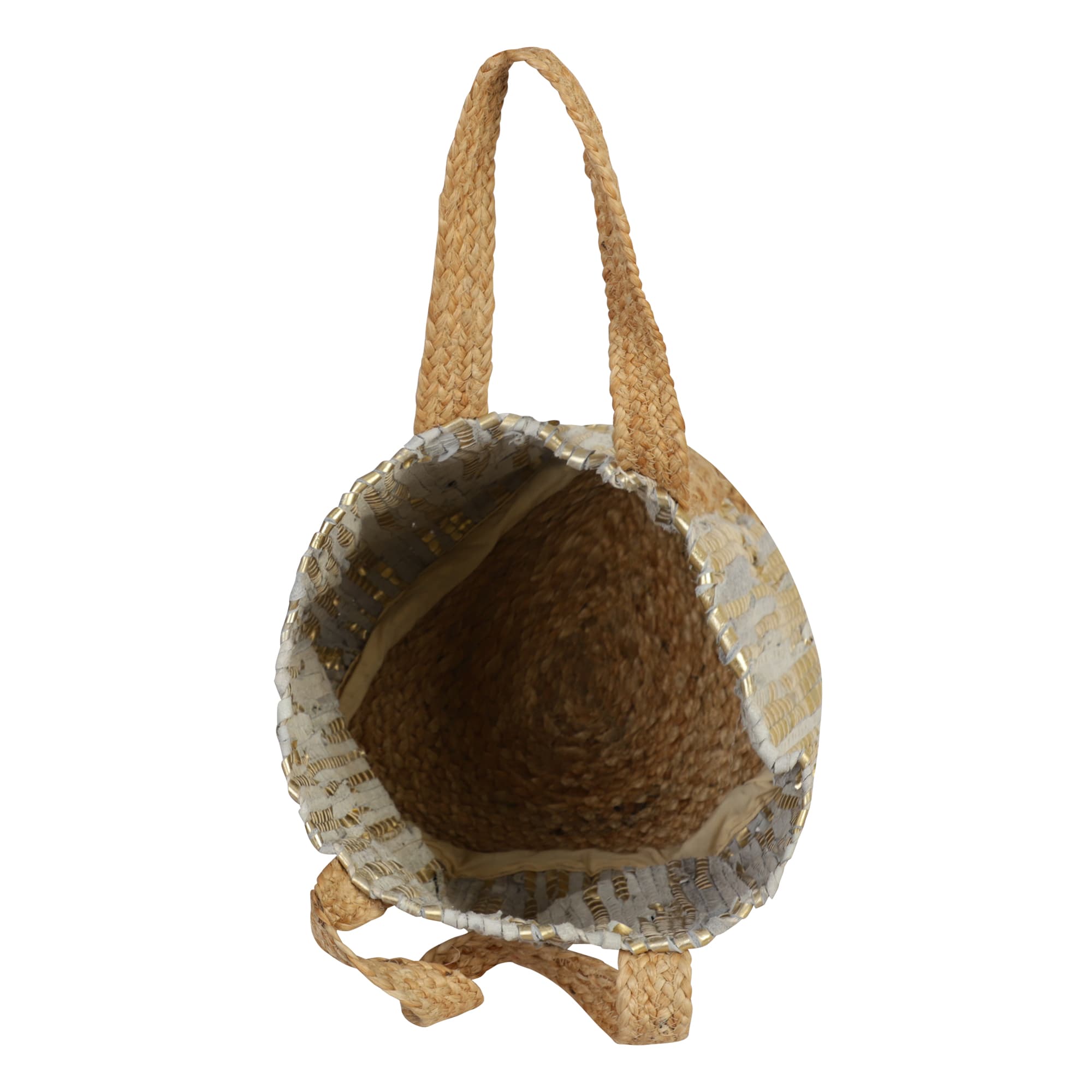 GOLD GREY RECYCLED LEATHER BEACH BAG