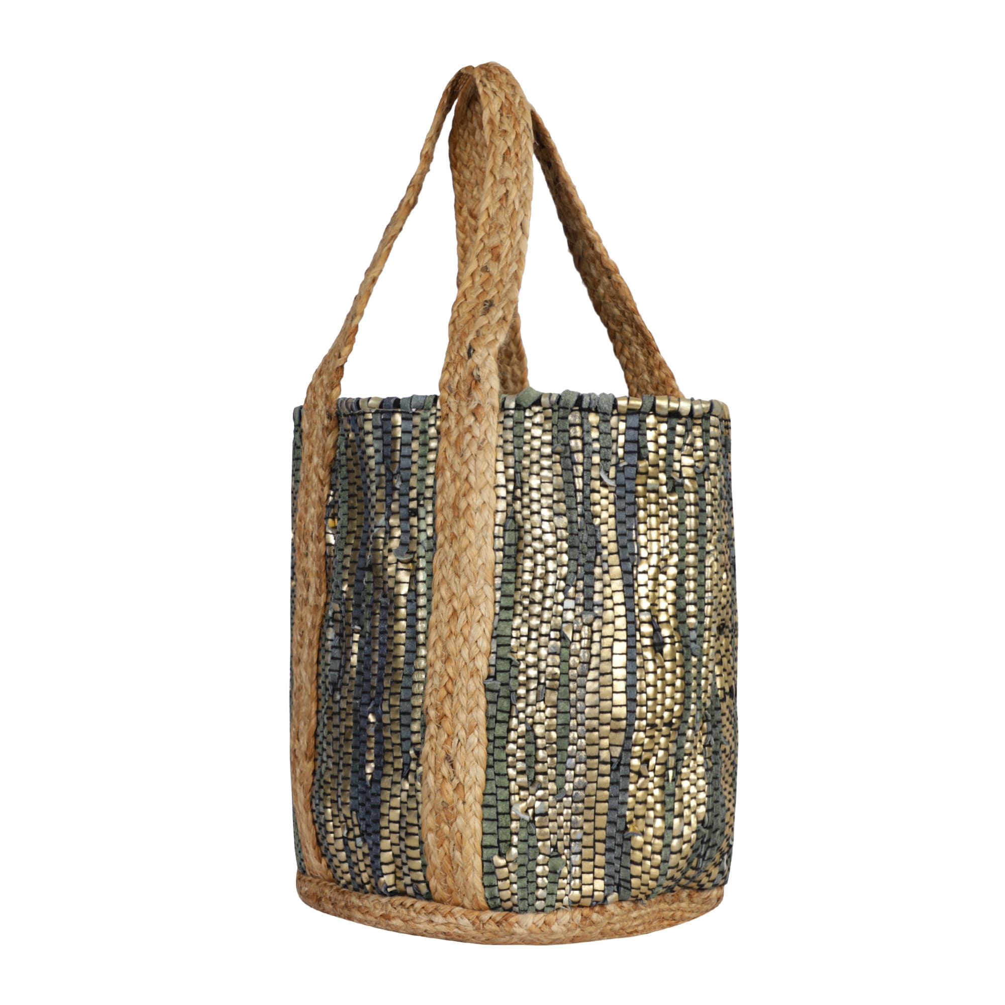 GOLD RECYCLED LEATHER BEACH BAG