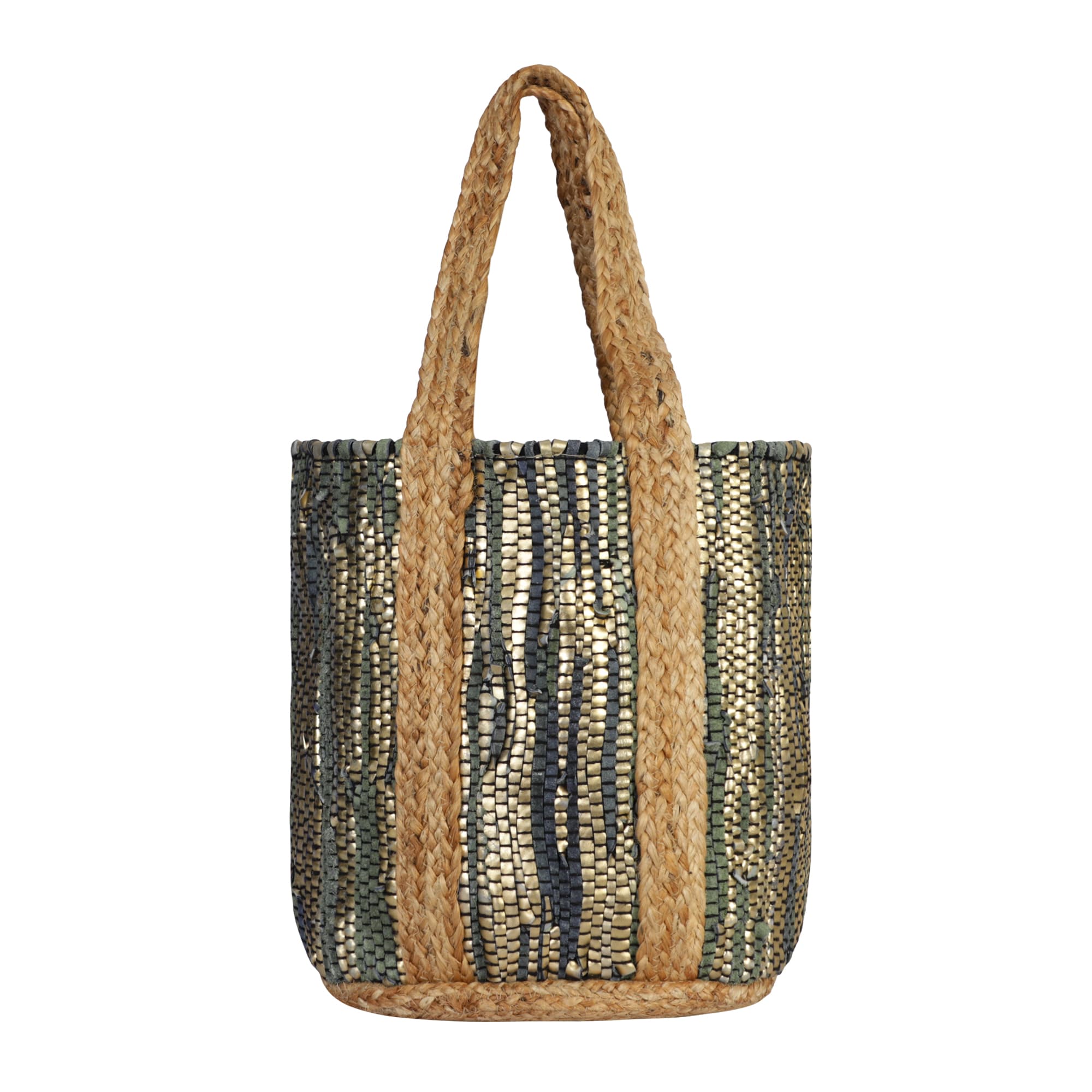 GOLD RECYCLED LEATHER BEACH BAG