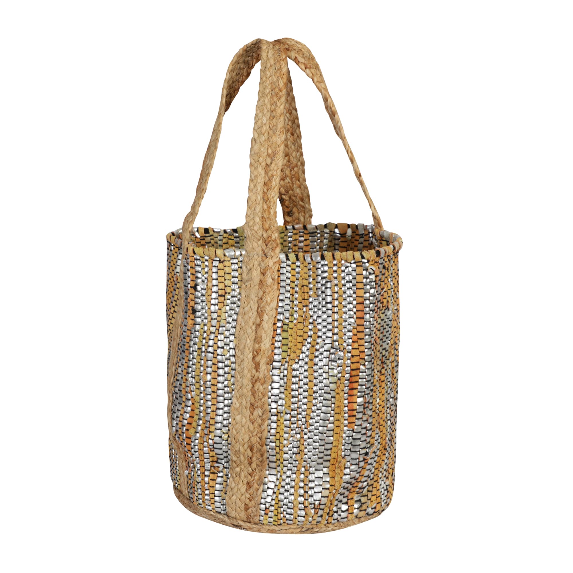 SILVER ORANGE RECYCLED LEATHER BEACH BAG