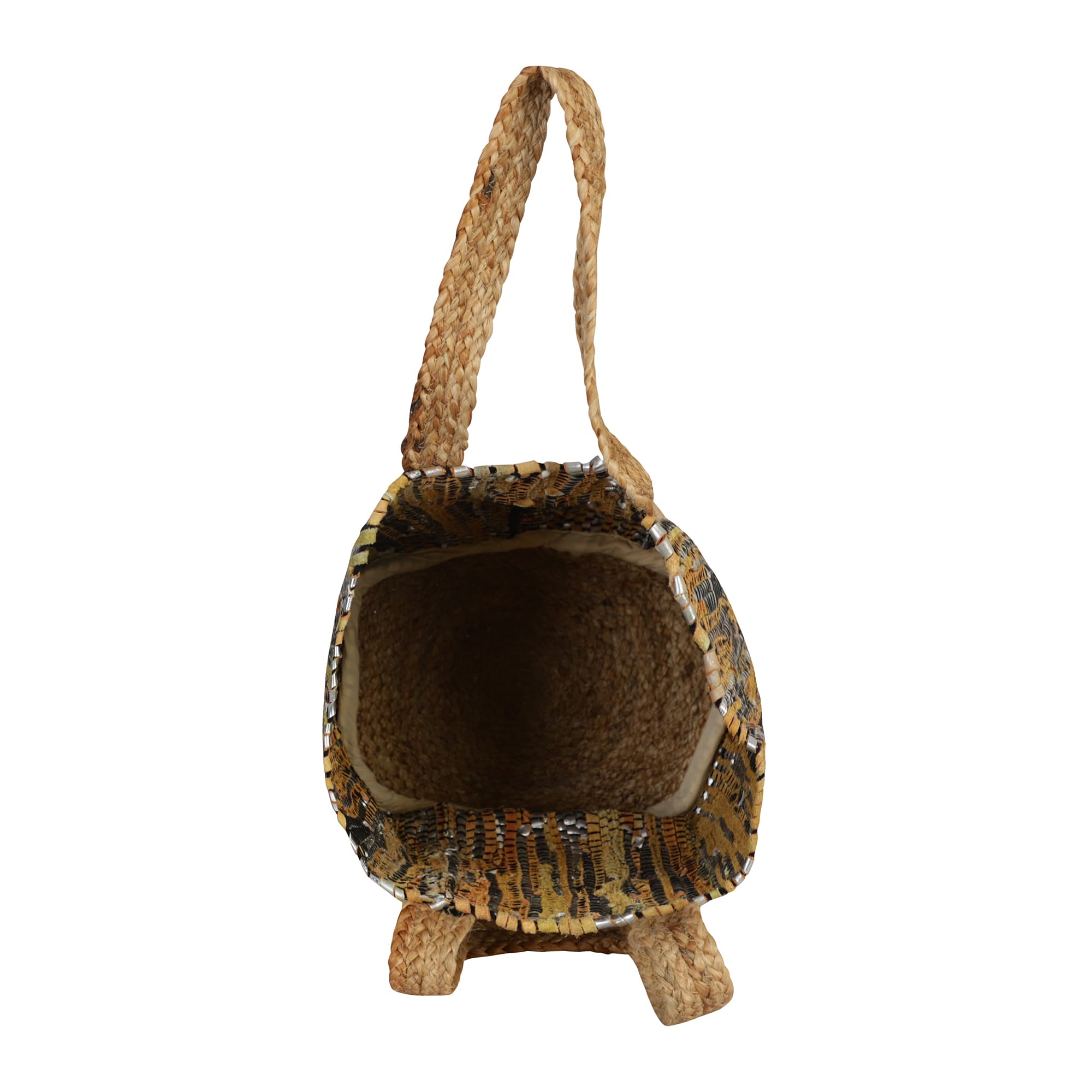 SILVER ORANGE RECYCLED LEATHER BEACH BAG