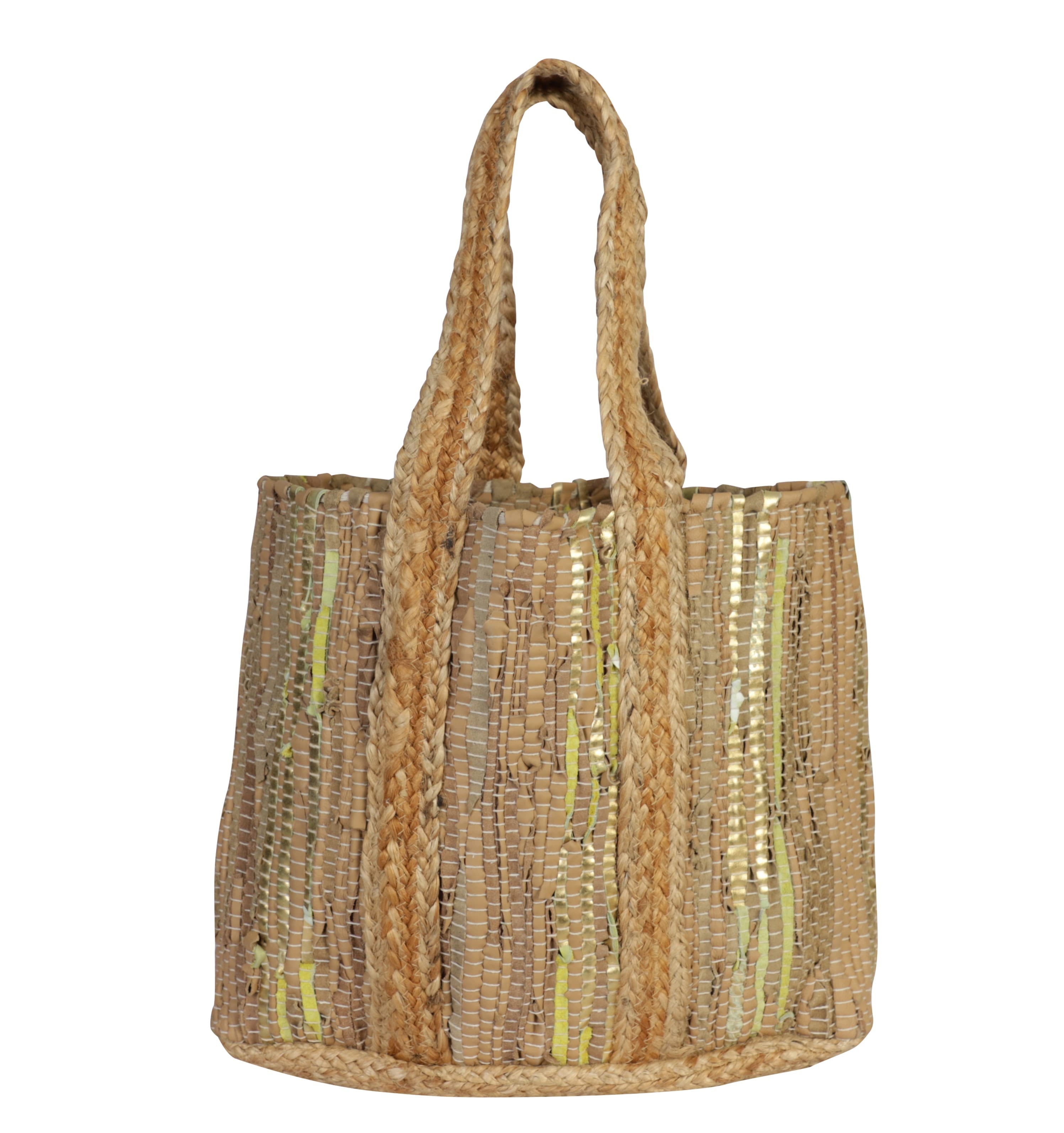 YELLOW RECYCLED LEATHER BEACH BAG