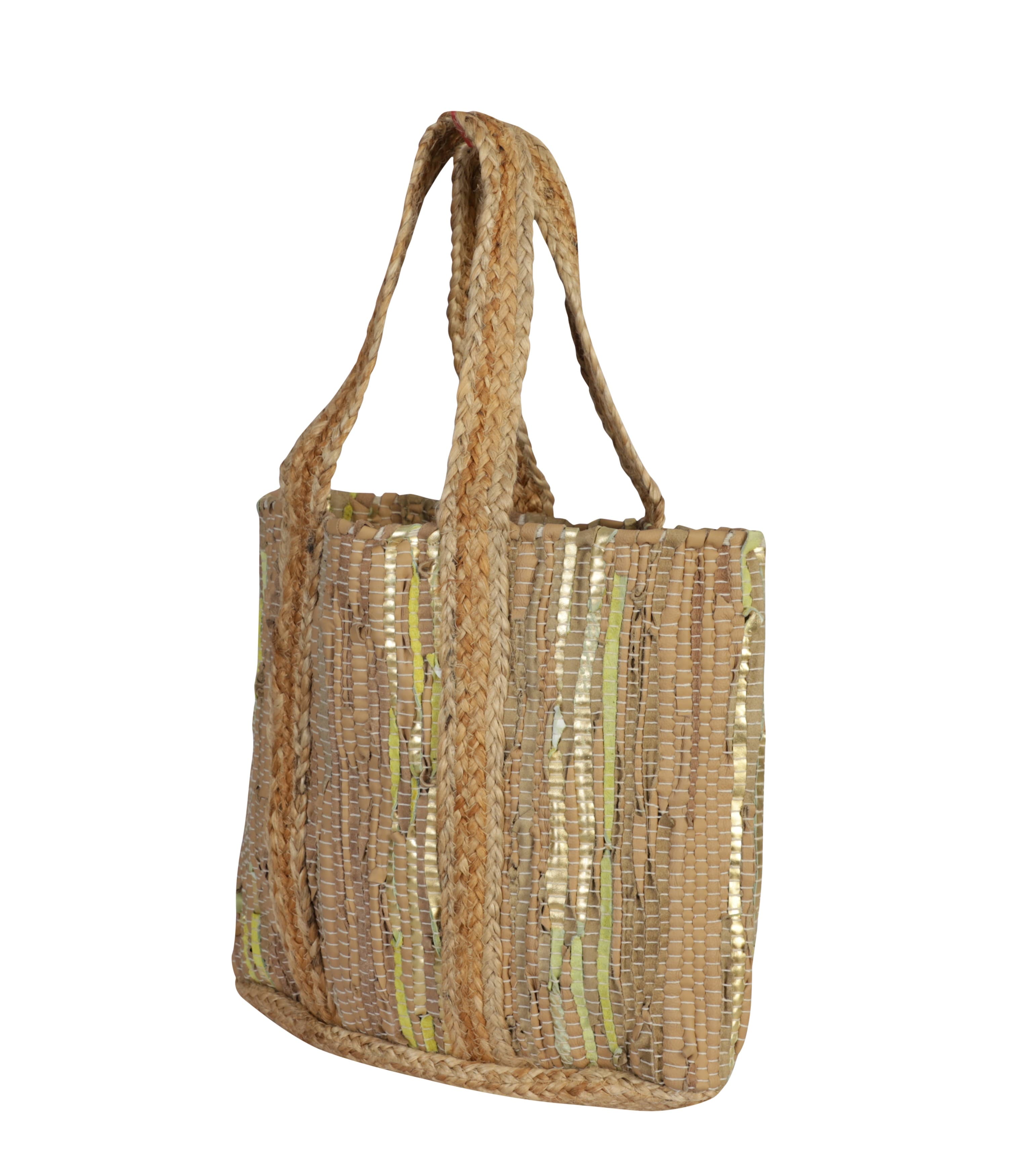 YELLOW RECYCLED LEATHER BEACH BAG