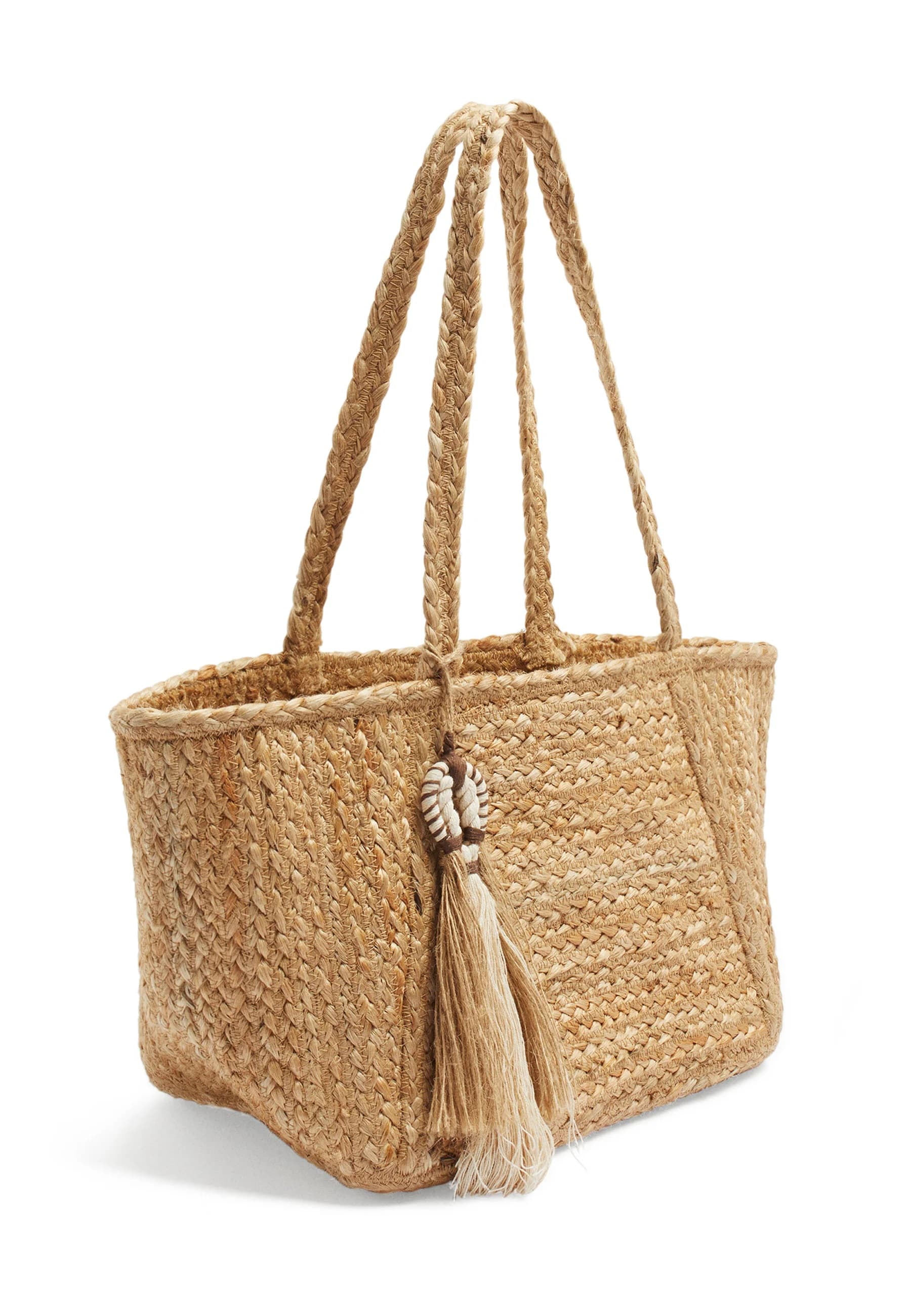 JUTE BRAIDED TOTE BAG WITH TASSEL